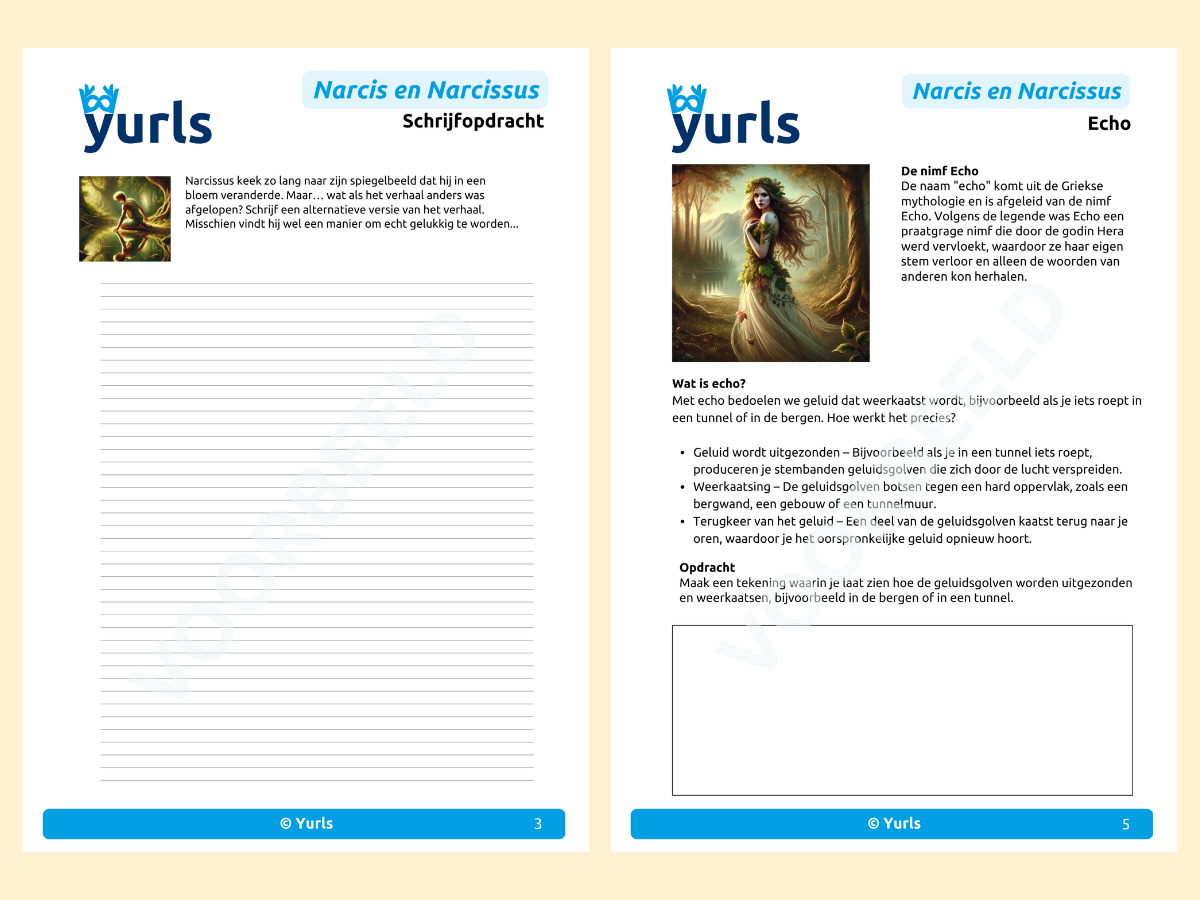 Werkboekje Narcis en Narcissus – werkbladen voor groep 6/7/8