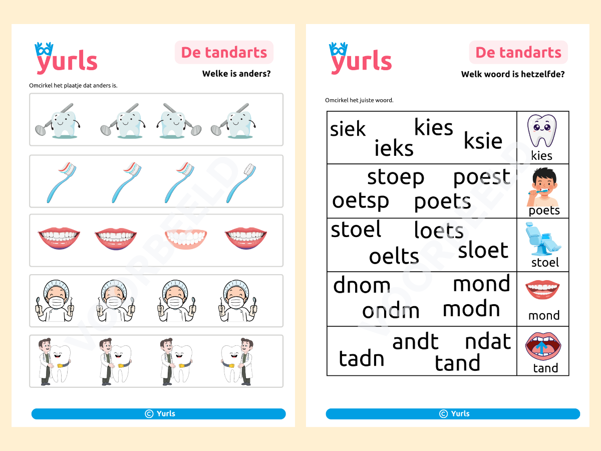 Werkboekje Tandarts – werkbladen voor groep 1/2