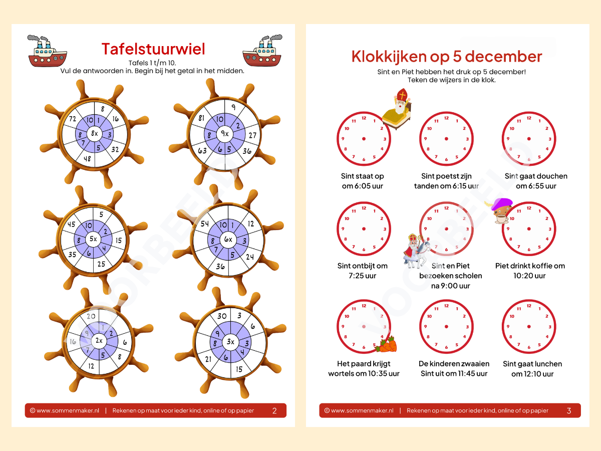 Rekenboekje Sinterklaas – werkbladen voor groep 5