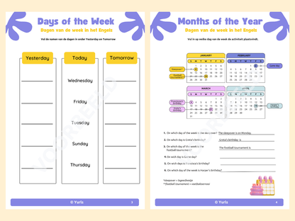 Werkboekje Engels – Days of the week