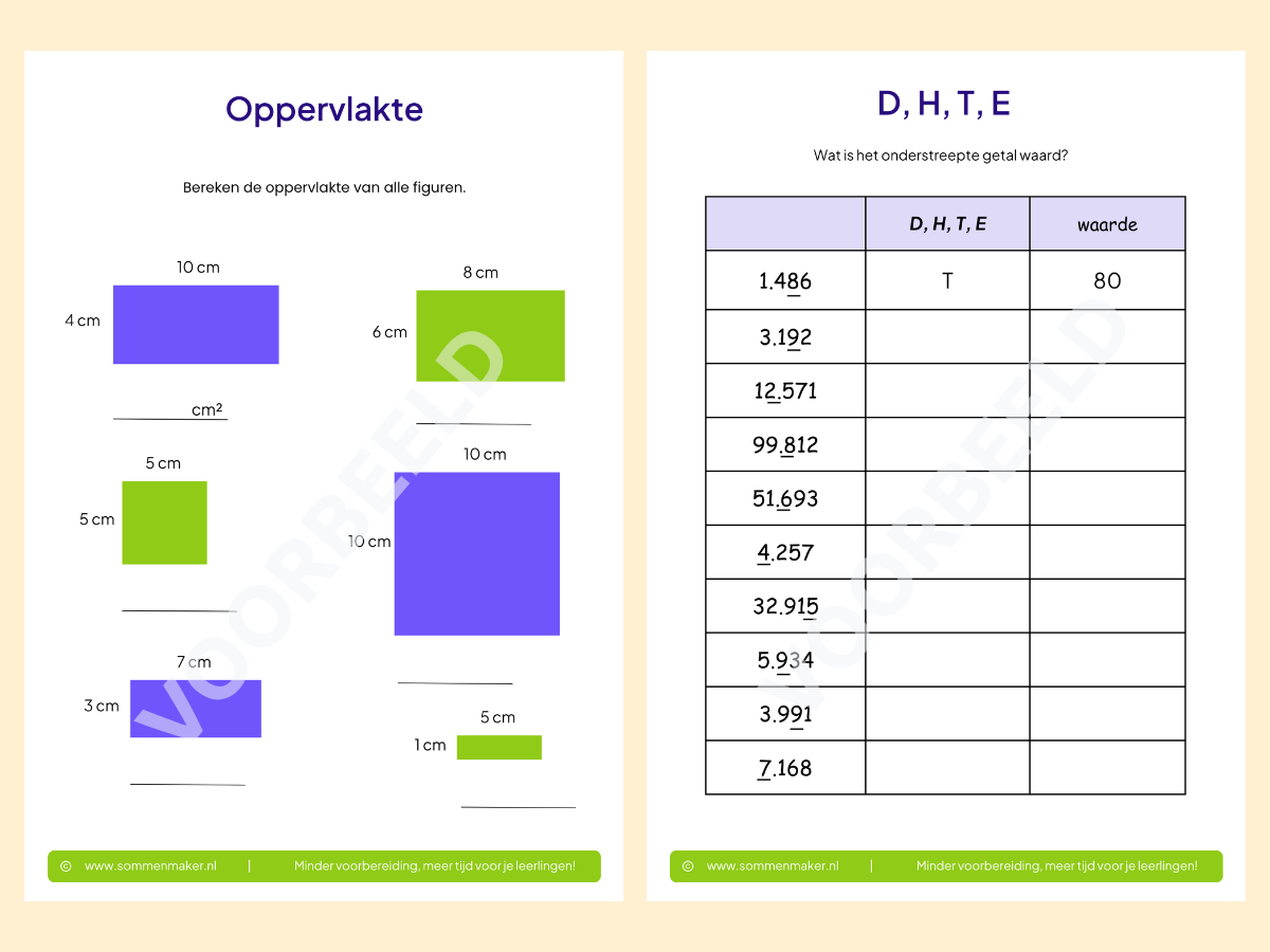 Rekenboekje – werkbladen voor groep 6