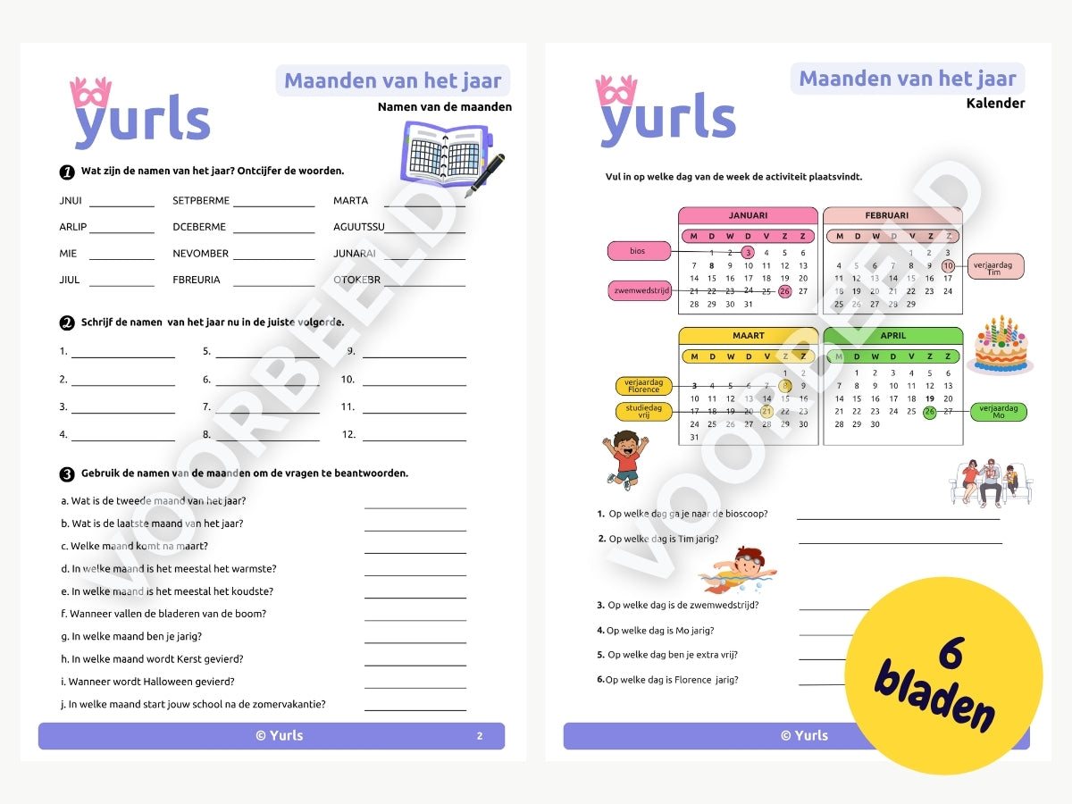 Maanden van het jaar | werkbladen voor groep 4/5
