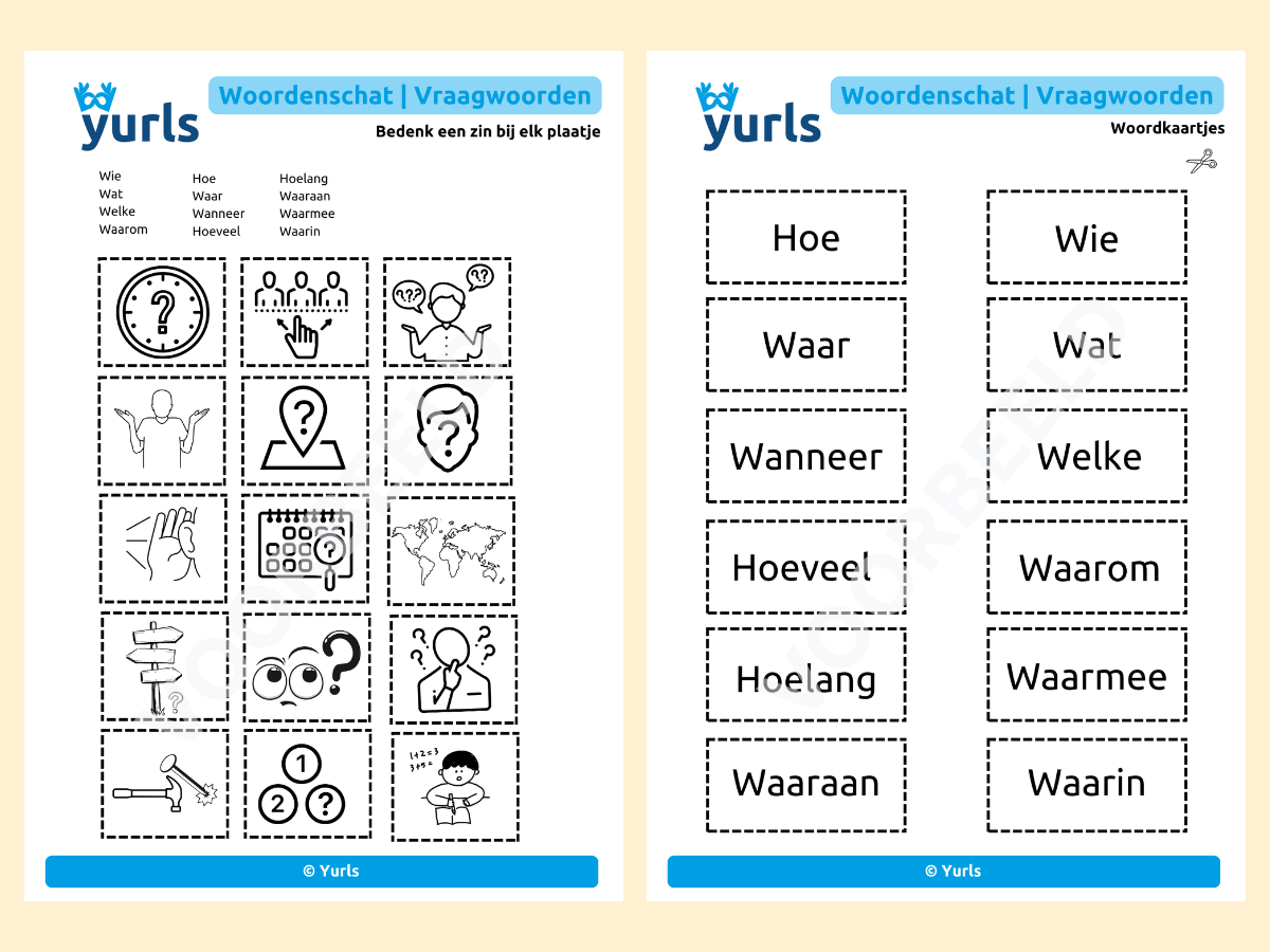 Woordenschat | Vraagwoorden – werkbladen voor groep 4/5