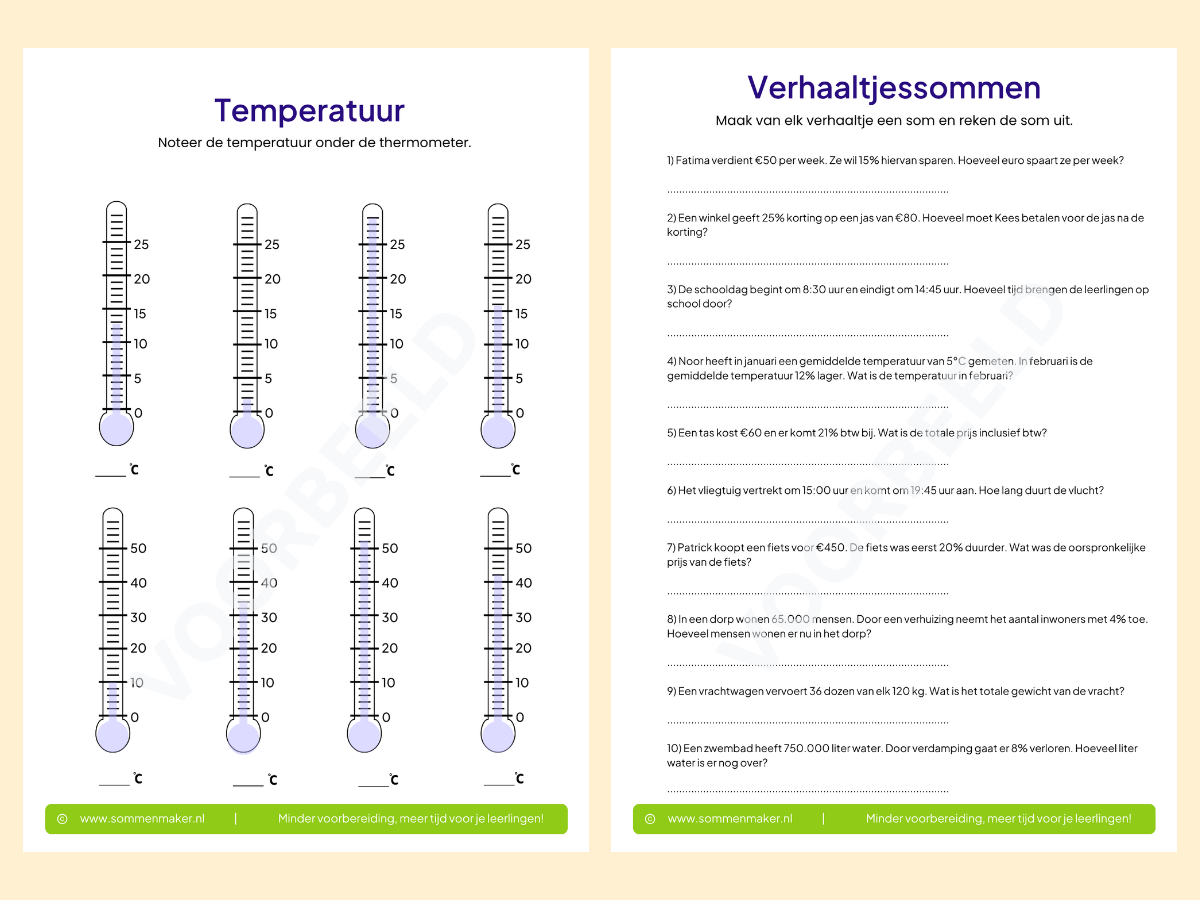 Rekenboekje – werkbladen voor groep 7/8