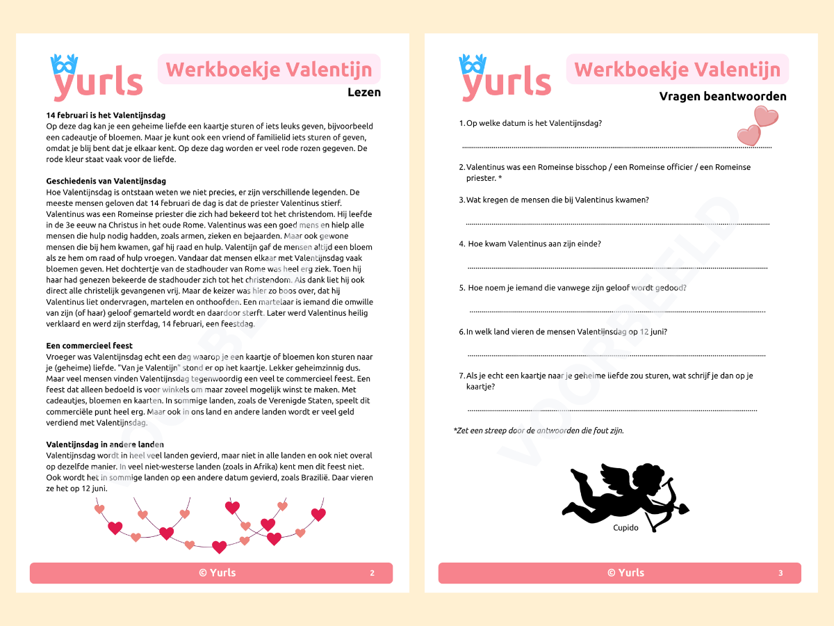 Werkboekje Valentijn – werkbladen voor groep 7/8