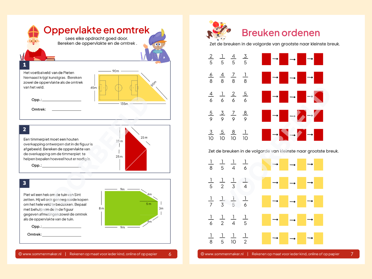 Rekenboekje Sinterklaas – werkbladen voor groep 7/8