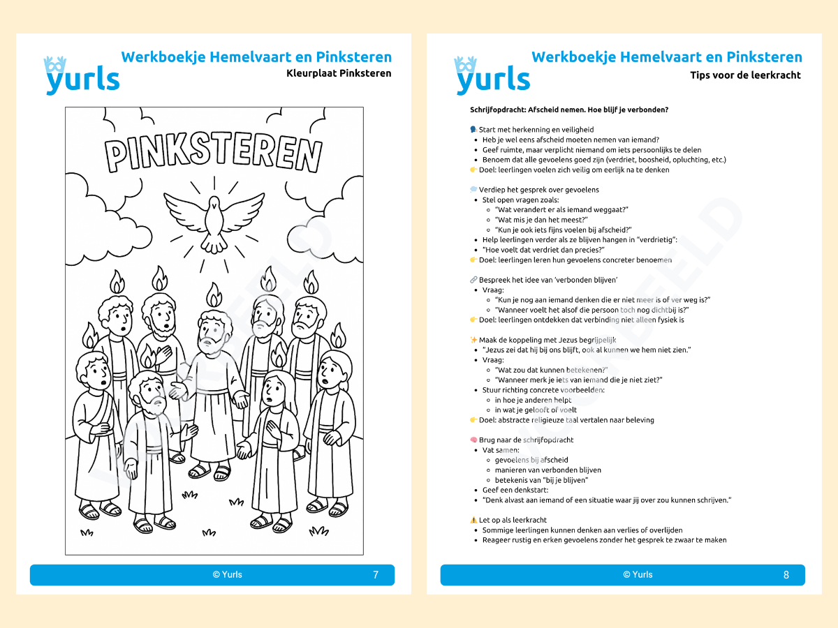 Werkboekje Hemelvaart en Pinksteren – werkbladen voor groep 6/7/8