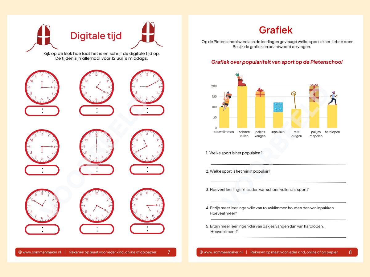 Rekenboekje Sinterklaas – werkbladen voor groep 5