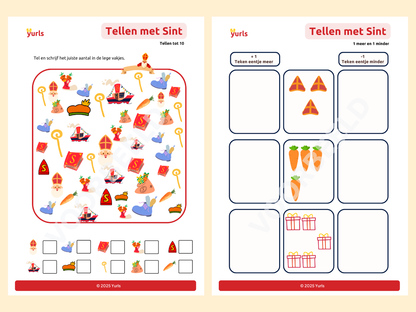 Tellen met Sint – werkbladen voor groep 1/2/3