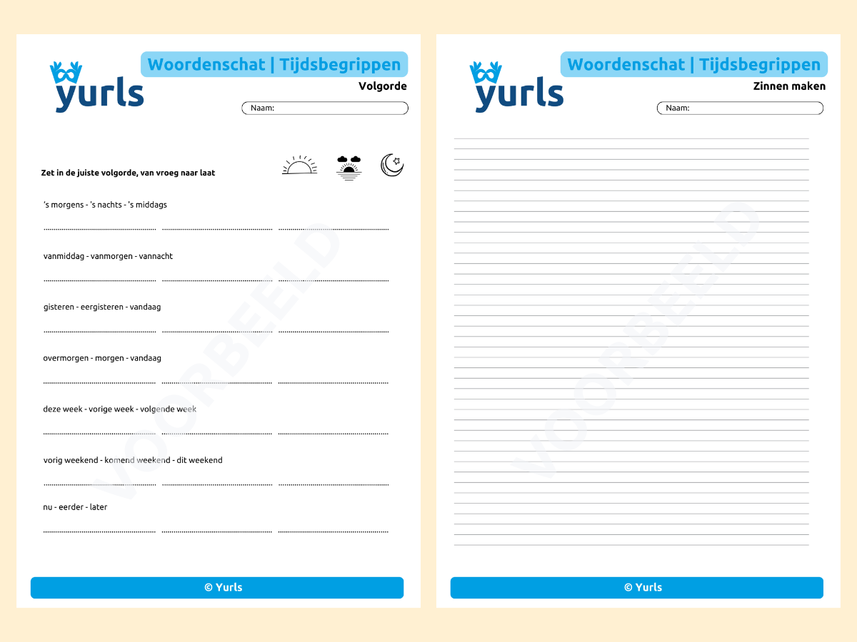 Woordenschat | Tijdsbegrippen – werkbladen voor groep 4/5