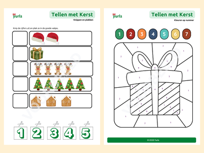 Telbladen Kerst – werkbladen voor groep 1/2/3