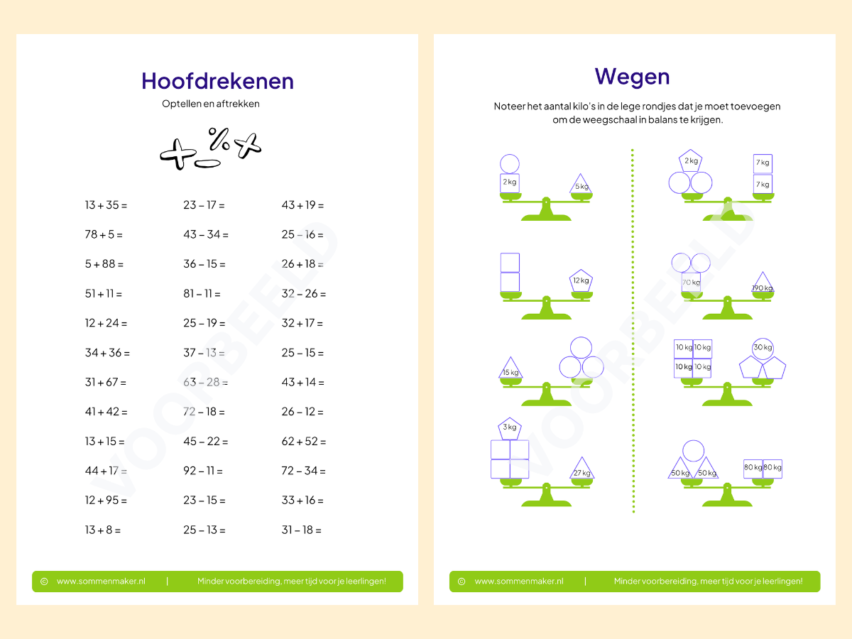 Rekenboekje – werkbladen voor groep 5