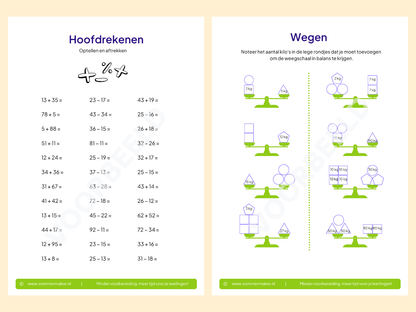 Rekenboekje – werkbladen voor groep 5