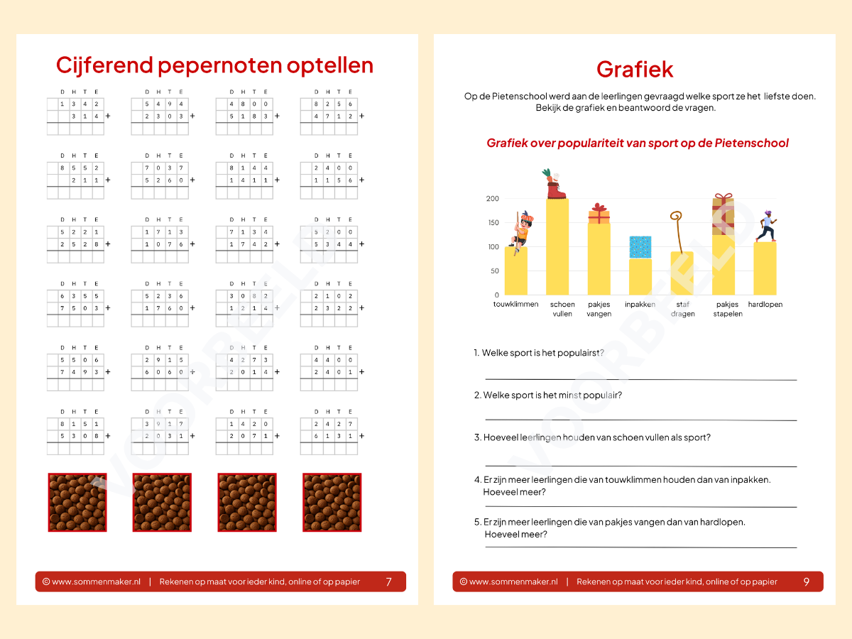 Rekenboekje Sinterklaas – werkbladen voor groep 6