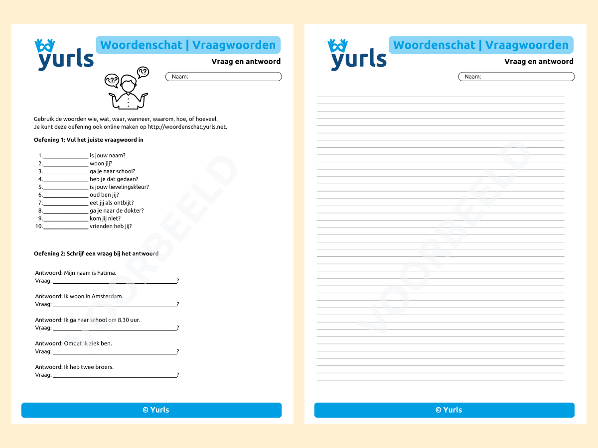 Woordenschat | Vraagwoorden – werkbladen voor groep 4/5