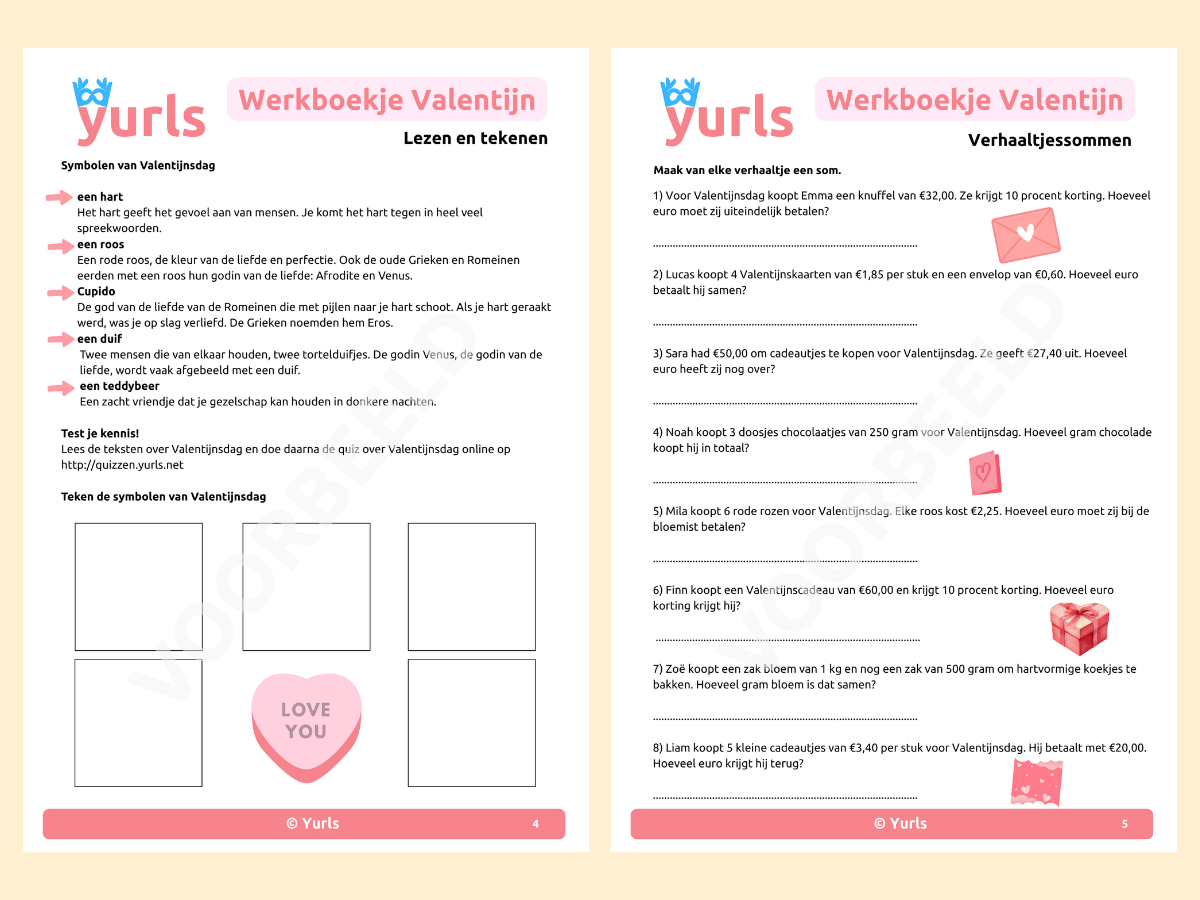 Werkboekje Valentijn – werkbladen voor groep 7/8