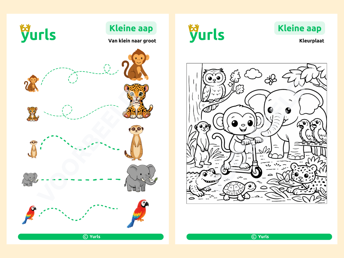 Werkboekje Kleine Aap – werkbladen voor groep 1/2