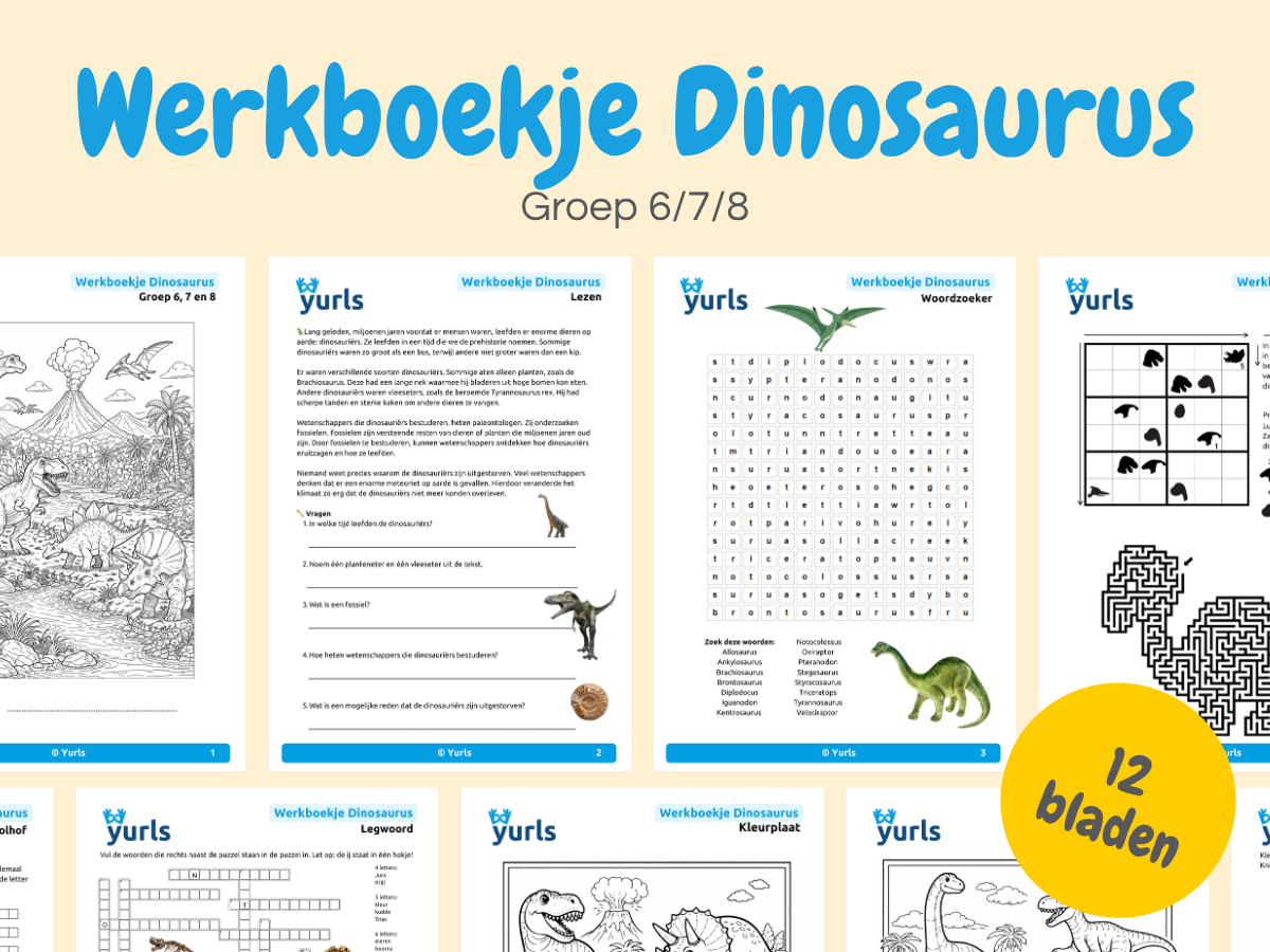 Werkboekje Dinosaurus – werkbladen groep 6/7/8