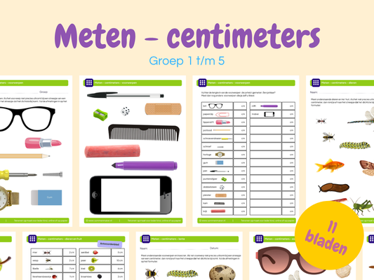 Meten centimeters – werkbladen voor groep 1 t/m 5