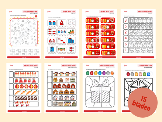 Tellen met Sint – werkbladen voor groep 1/2/3