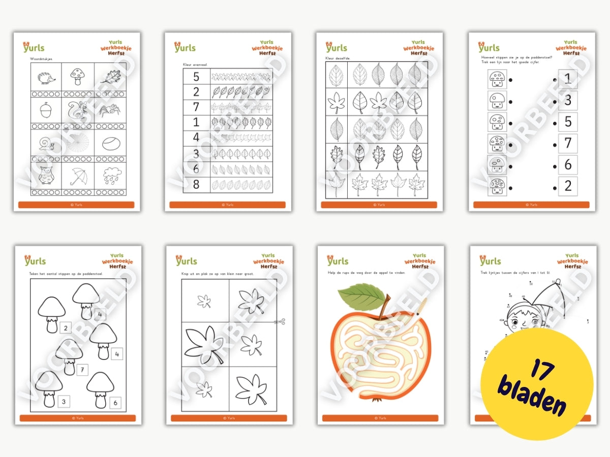 Werkboekje Herfst – werkbladen voor groep 1/2