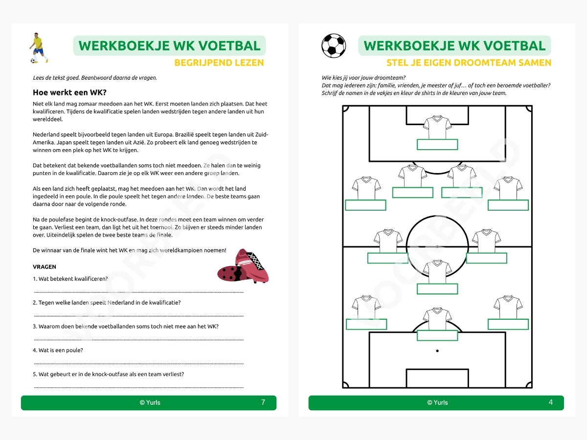 Werkboekje WK Voetbal – werkbladen voor groep 5/6